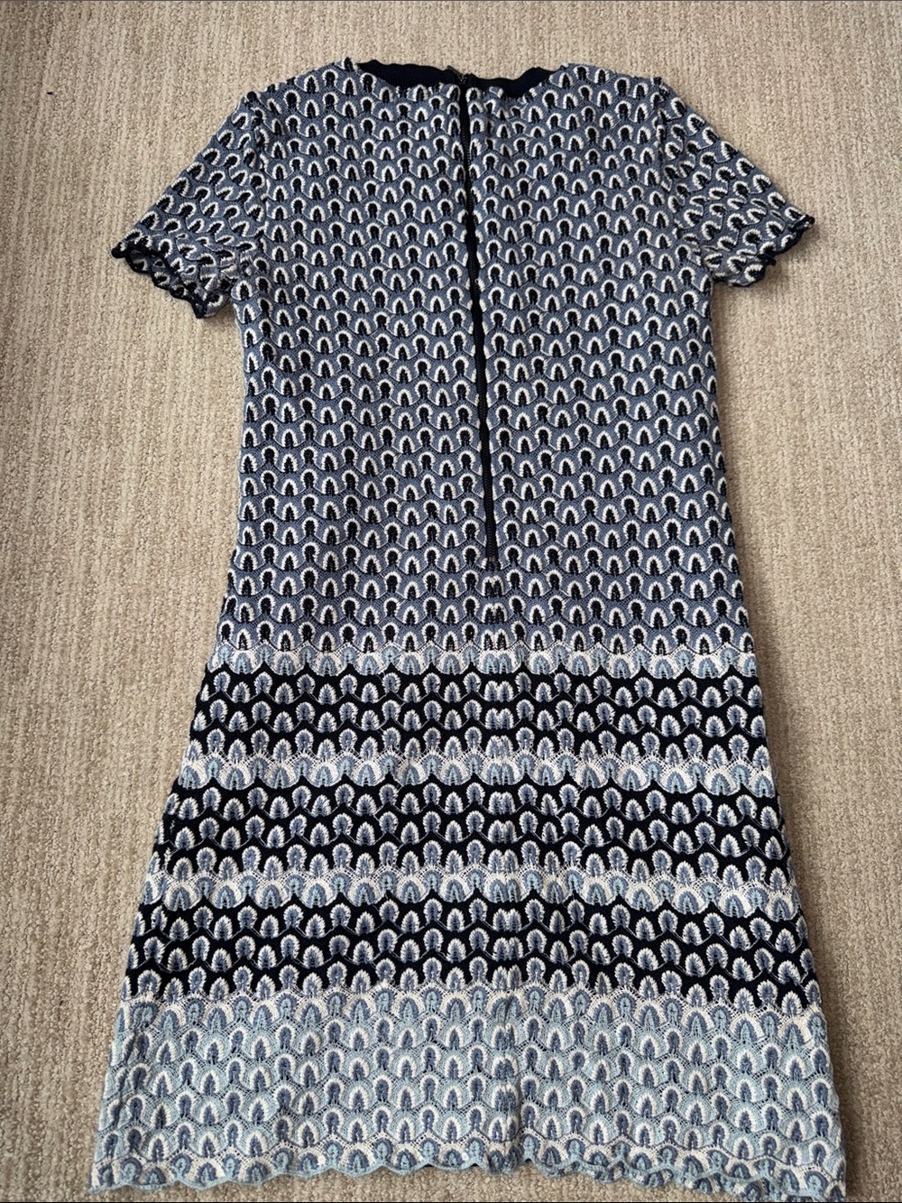 Tory Burch Beverly Dress Women XS Blue Feather Crochet Cotton Lined Mini - Picture 8 of 13